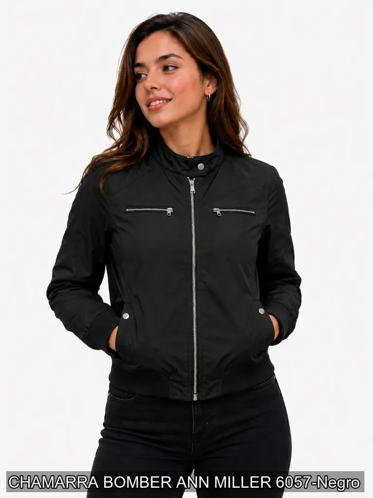 CHAMARRA BOMBER ANN MILLER 6057 (Negro, S)